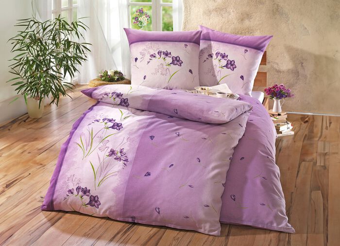 B&uuml;gelleichte DOBNIG Bettw&auml;sche-Garnitur mit Rei&szlig;verschluss FLIEDER