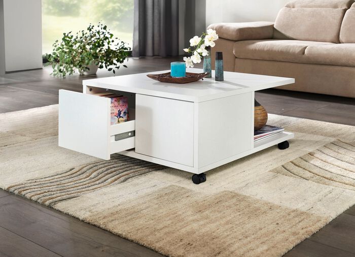 Topaktueller Couchtisch mit Schubladen WEISS