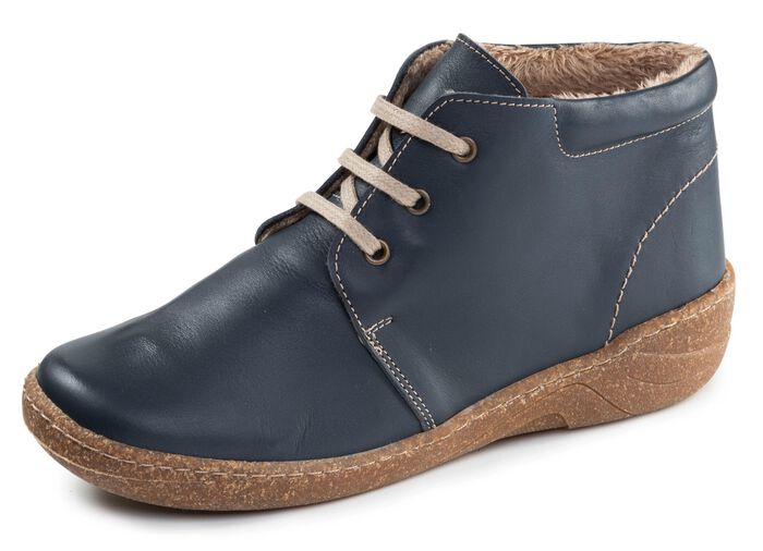 ELENA EDEN, gef&uuml;tterte Damen-Boots, Weite G, mit herausnehmbarem Fu&szlig;bett BLAU