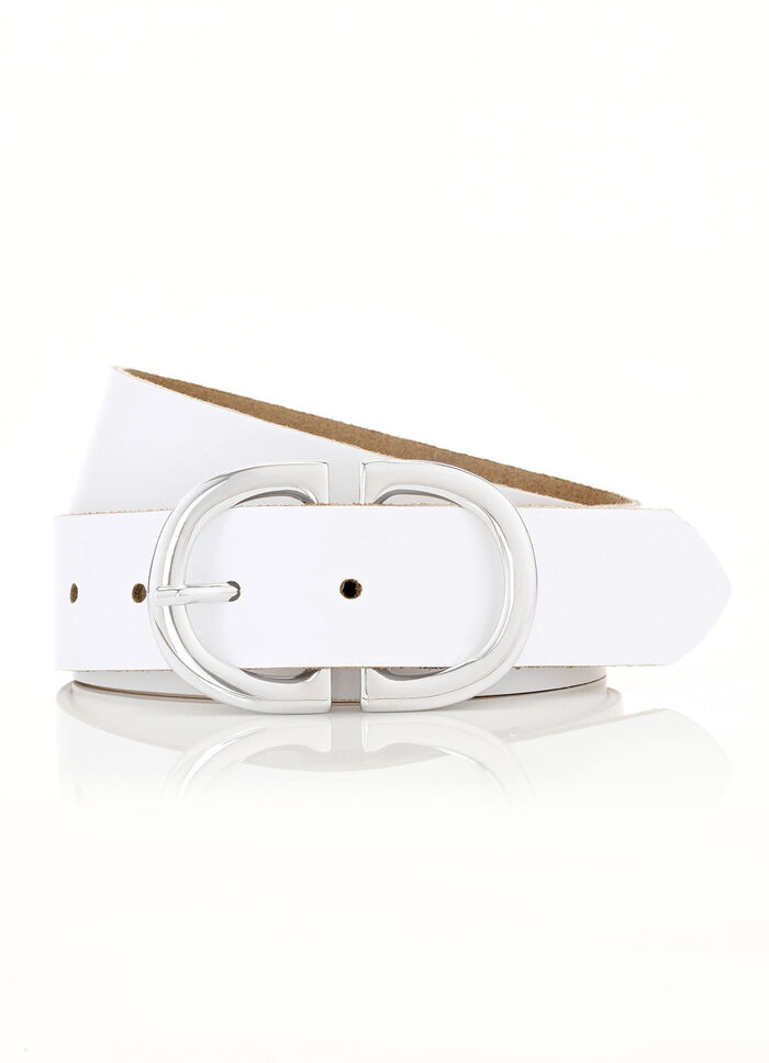 Modischer Damen-Gürtel aus Leder, 3,5 cm breit WEISS