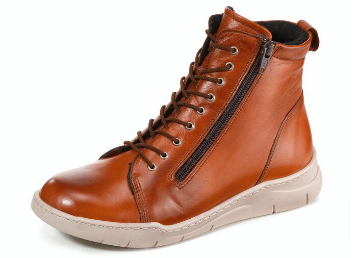 Gemini Stiefelette mit zwei Rei&szlig;verschl&uuml;sse COGNAC