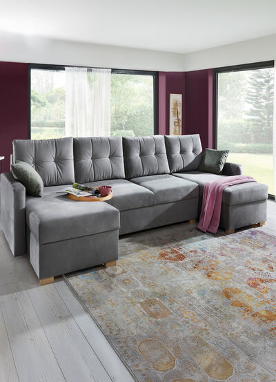 Gemütliche Wohnlandschaft mit Bettfunktion und 3 Bettkästen 