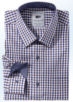 Kariertes "Milano Italy"-Hemd in 4 Farben BRAUN-MARINE-WEISS