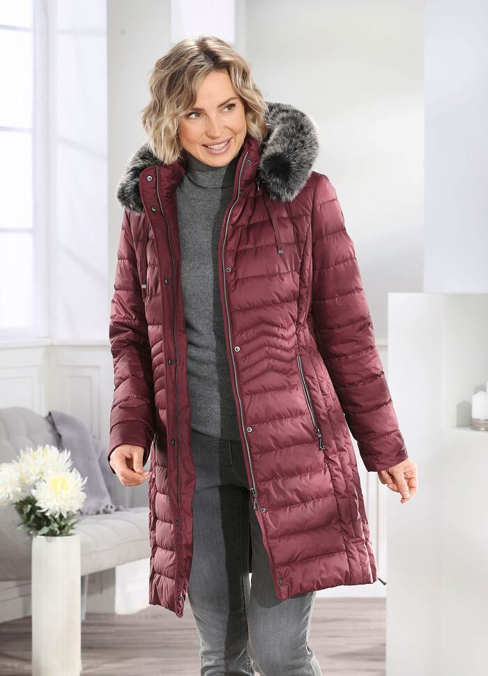 Kurzmantel mit seitlicher L&auml;ngssteppung KASTANIE