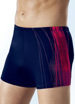 Naturana Badehose in h&ouml;herer Kastenform mit seitlichem Druckdessin MARINE-ROT