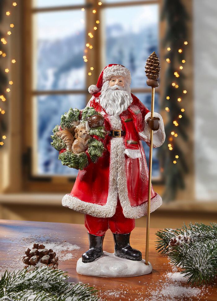 Mit Glitter best&auml;ubter Samichlaus aus Polyresin 