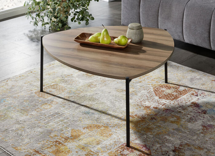 Couchtisch im Loft-Design mit Metallgestell NUSSBAUM