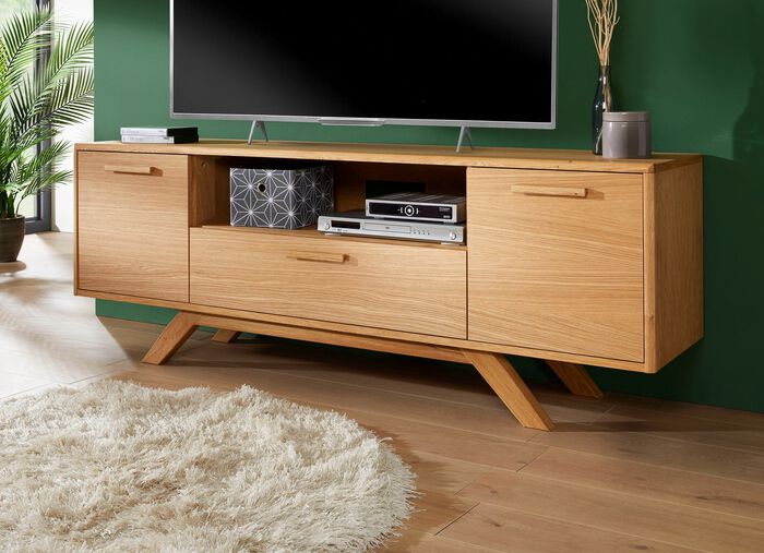 TV-Longboard mit massiven Holzbeinen und Holzgriffen 