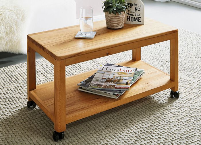 Beistellwagen aus ge&ouml;ltem Massivholz KERNBUCHE