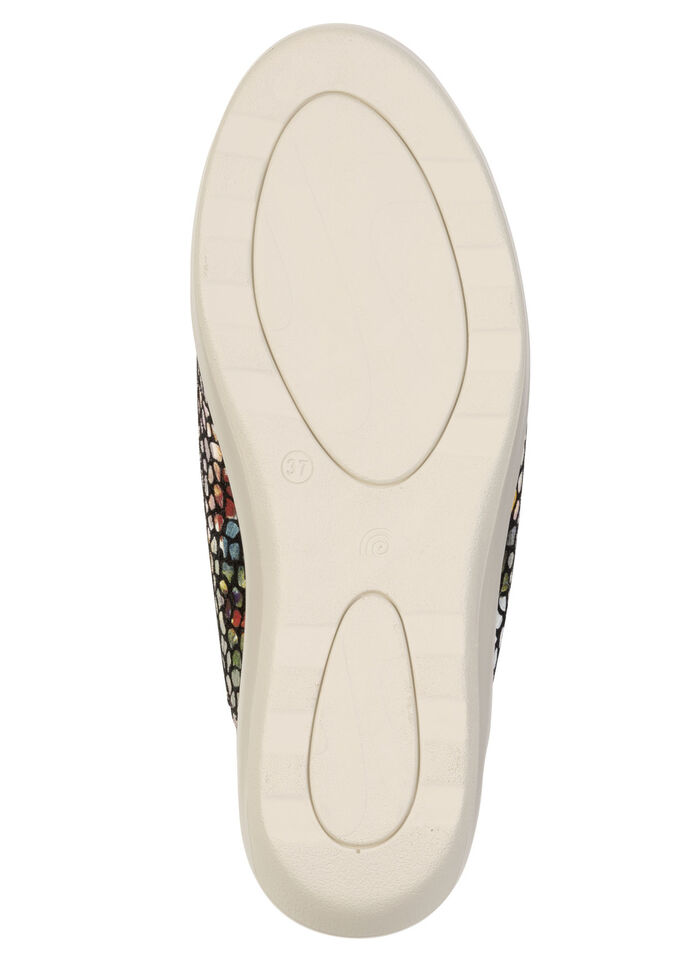 Bequeme Damen-Pantoletten, Weite G, mit Klettverschluss SCHWARZ-BUNT