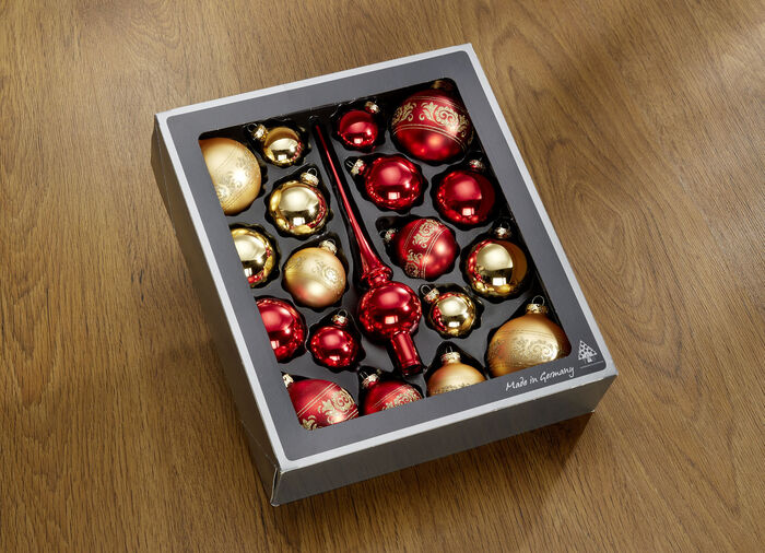 Edler Baumschmuck aus hochwertigem Thüringer Glas ROT-GOLD