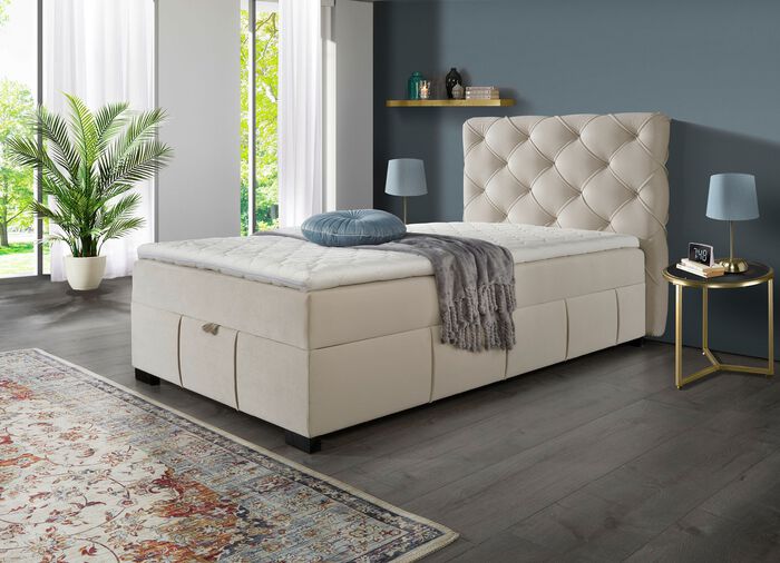 Boxspringbett mit Kaltschaumtopper CREME