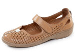 ELENA EDEN, sommerliche Damen-Slipper, Weite G, mit herausnehmbarem Fußbett COGNAC