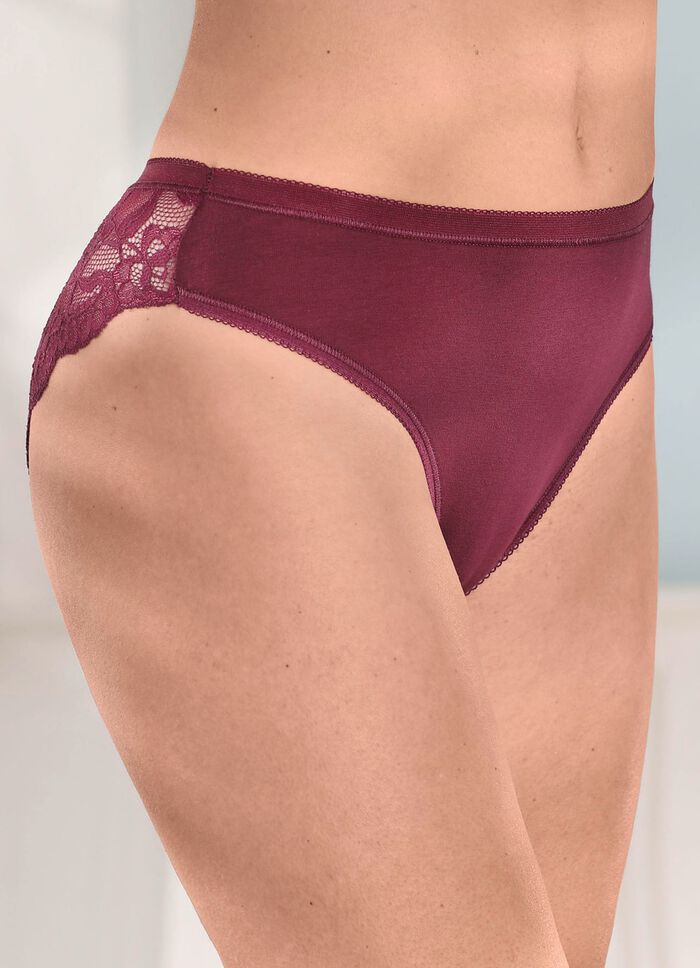 Laurina Viererpack Slips mit floraler Elastikspitze 