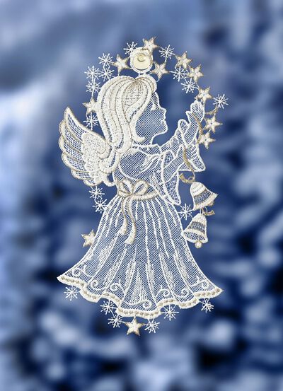 Fensterbild Engel aus Plauener Spitze 