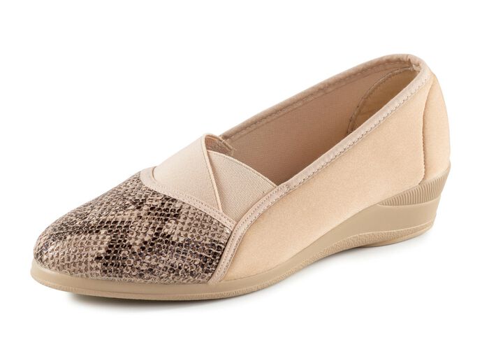 Slipper aus elastischem Textilmaterial BEIGE-BRAUN
