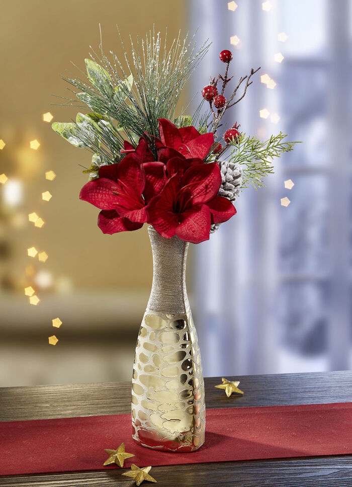 Amaryllis-Gesteck in Vase 