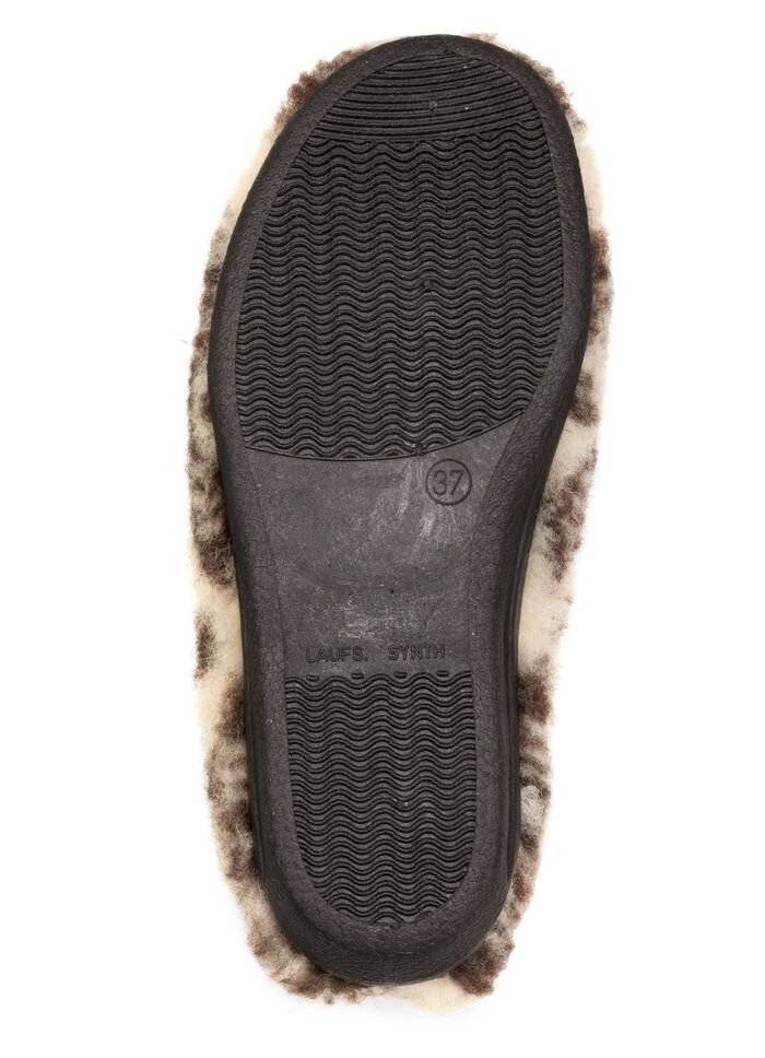 Warme Damen-Hausschuhe, mit Rei&szlig;verschluss ECRU-BRAUN