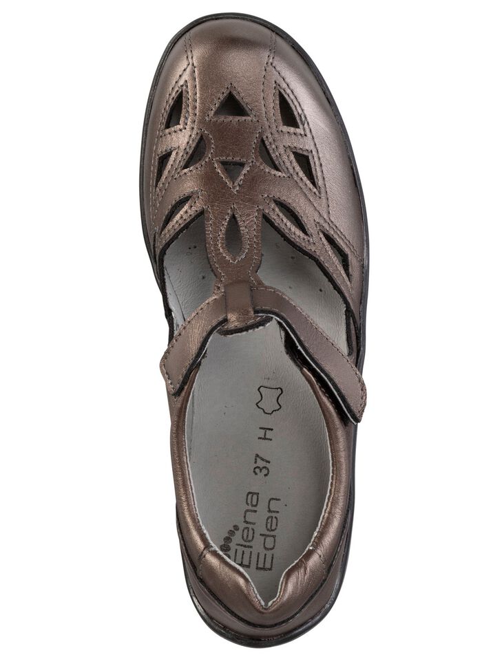 ELENA EDEN, sommerliche Damen-Slipper, Weite H, mit herausnehmbarem Fu&szlig;bett BRONZE