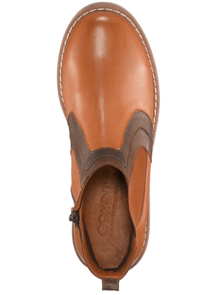 Gemini Stiefelette mit dekorativem Einsatz COGNAC-BRAUN
