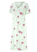 Nachthemd, Kurzarm mit V-Ausschnitt LINDGRÜN-BUNT