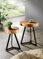 Beistelltisch mit Tischplatte aus massivem Akazienholz 