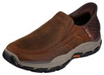 SKECHERS, bequeme Herren-Slipper, mit geformter Slip-Ins Fersenplatte DUNKELBRAUN