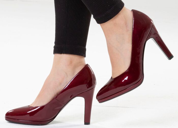 Peter Kaiser, elegante Damen-Pumps, aus Leder WEINROT