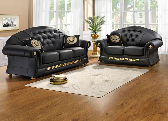 Frei im Raum aufstellbare Polsterm&ouml;bel mit echtem Lederbezug SCHWARZ