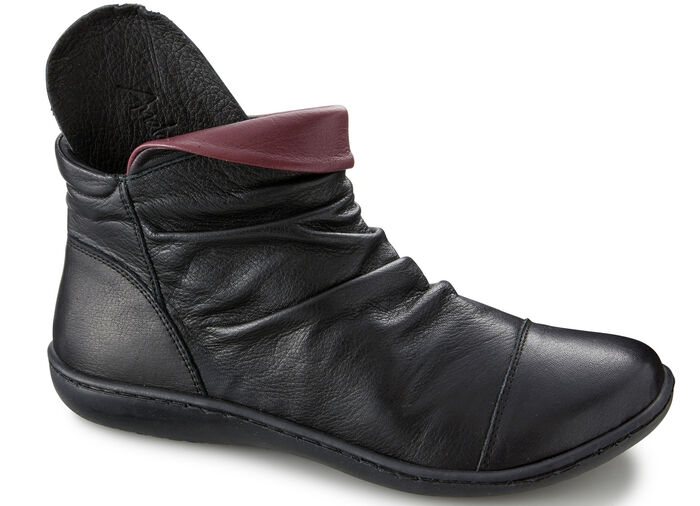 Bootie mit umschlagbarem Kragen SCHWARZ-BURGUND