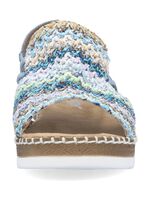 Rieker, sommerliche Damen-Sandalen, mit seitlichen Elastik-Bandagen HELLBLAU-BUNT