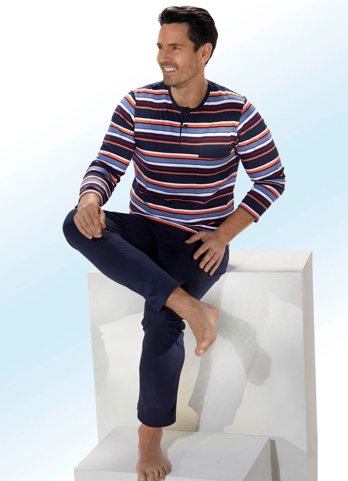 Zweierpack Schlafanz&uuml;ge mit Knopfleiste und garngef&auml;rbtem Ringeldessin 