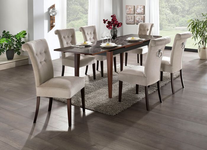 Esstisch mit dekorativer Tischplatte 