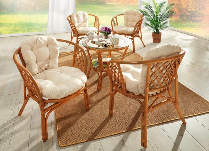 Handgeflochtene Rattanm&ouml;bel HONIG-CREME