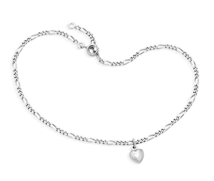 Zartes Figaro-Fu&szlig;kettchen mit Herz-Anh&auml;nger 