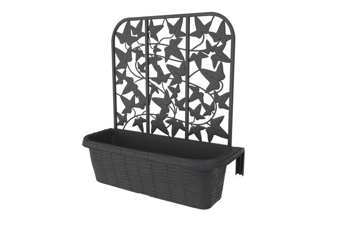 Balkonkasten mit Sichtschutz, 2er-Set ANTHRAZIT