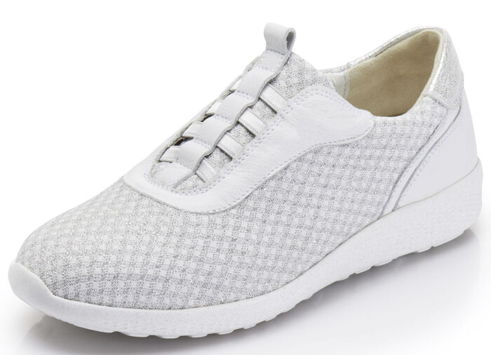 Waldläufer Slipper aus edel glitzerndem Textilmaterial WEISS