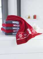 Flauschige Frottier-Serie mit Jacquard-Bordür ROT