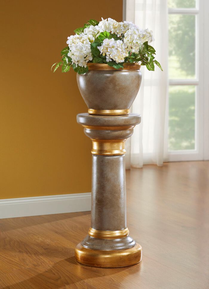 S&auml;ule mit &Uuml;bertopf aus italienischer Keramik 