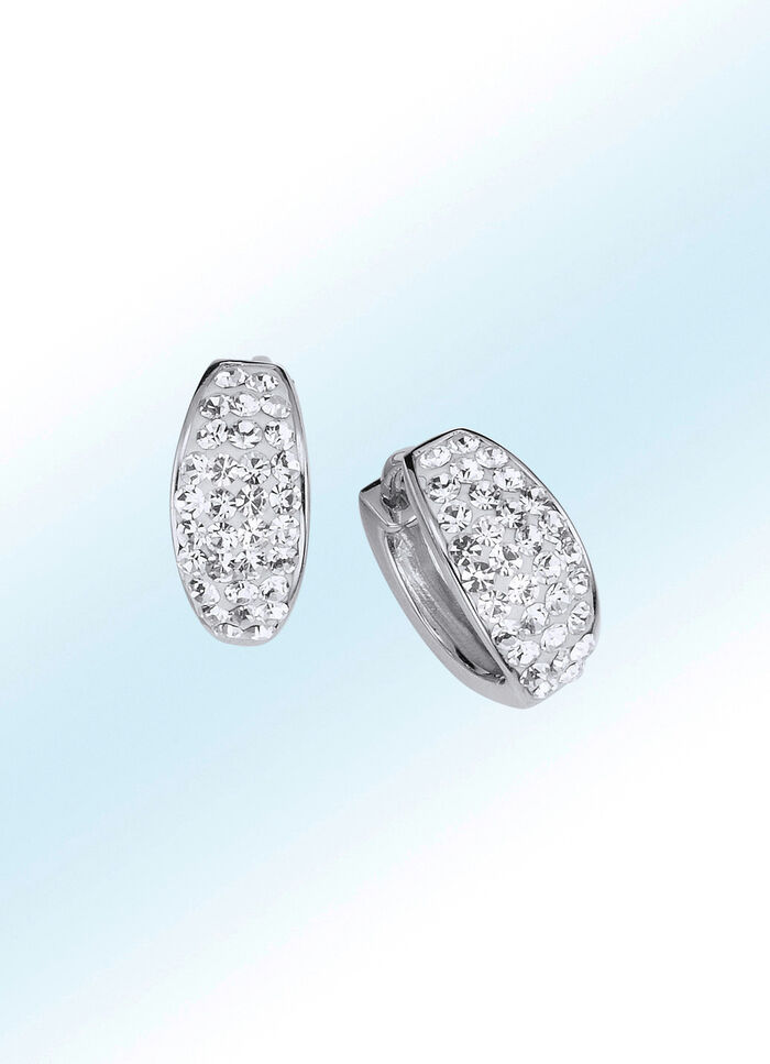 Klappcreolen mit weißen Swarovski-Kristallen 