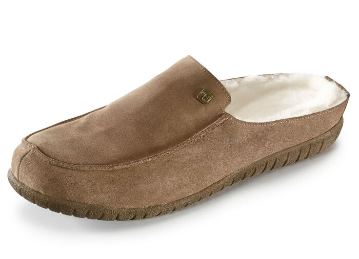 Pantoffel mit echtem Lammfellfutter BRAUN