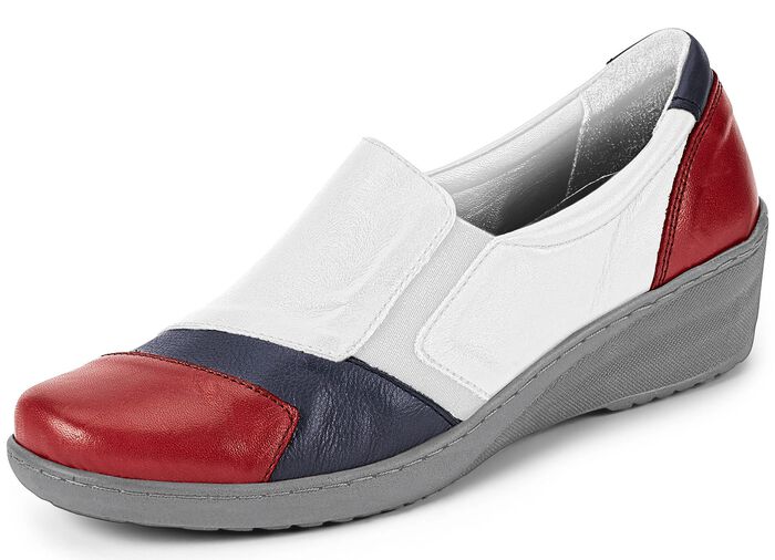 Gemini Slipper mit seitlichen Gummiz&uuml;gen WEISS-ROT-BLAU