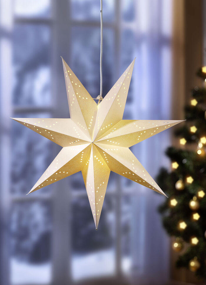 Beleuchteter Fensterstern aus hochwertigem Papier