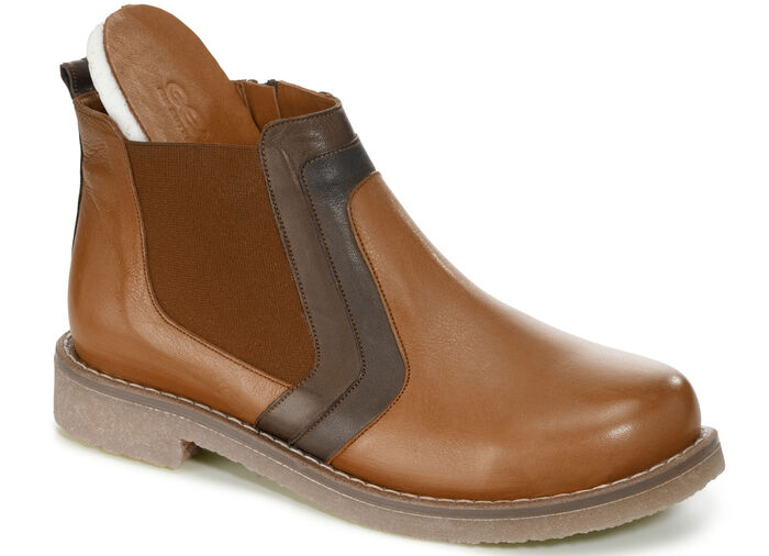 Gemini Stiefelette mit dekorativem Einsatz COGNAC-BRAUN