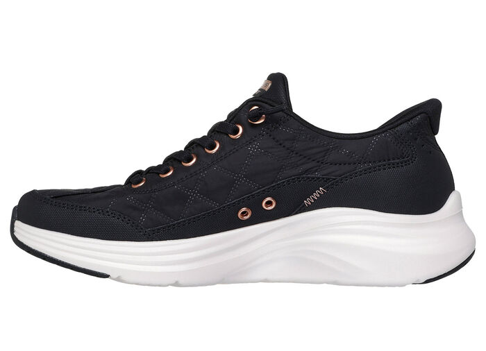 SKECHERS, stylische Damen-Sneaker, mit geformter Slip-Ins Fersenplatte SCHWARZ