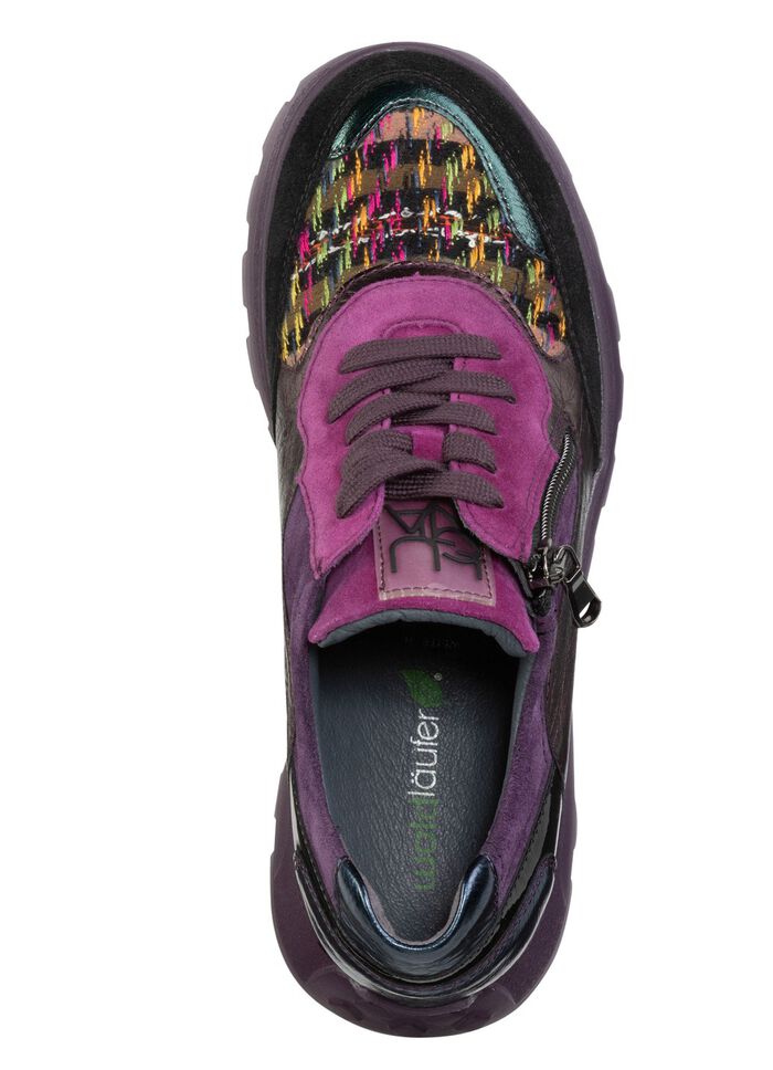 Waldl&auml;ufer Schn&uuml;r-Sneaker mit buntem Textilmaterial kombiniert 