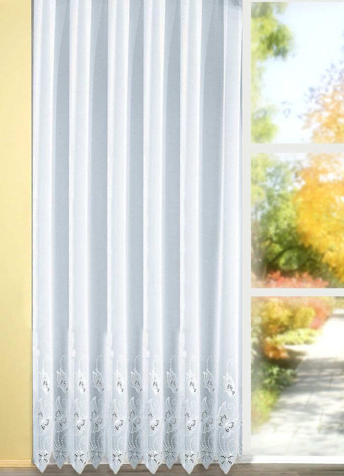 Langstore mit Plauener Stickerei WEISS