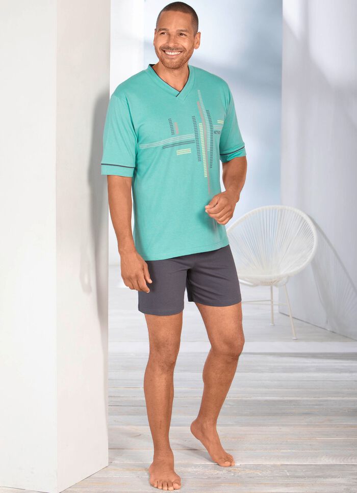 Shorty mit platziertem Druck und V-Ausschnitt 