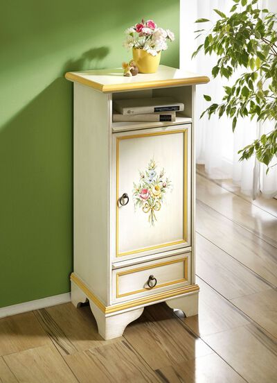 Teilmassive Kommode von Hand bemalt 