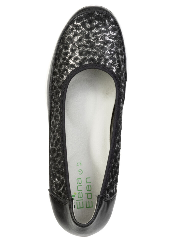 ELENA EDEN, bequeme Damen-Ballerinas, Weite G, mit herausnehmbarem Fußbett SCHWARZ